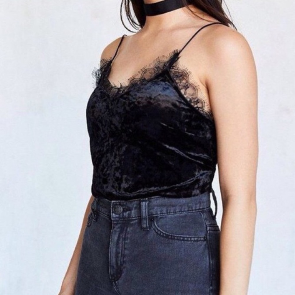 Urban outfitters black velvet lace cami